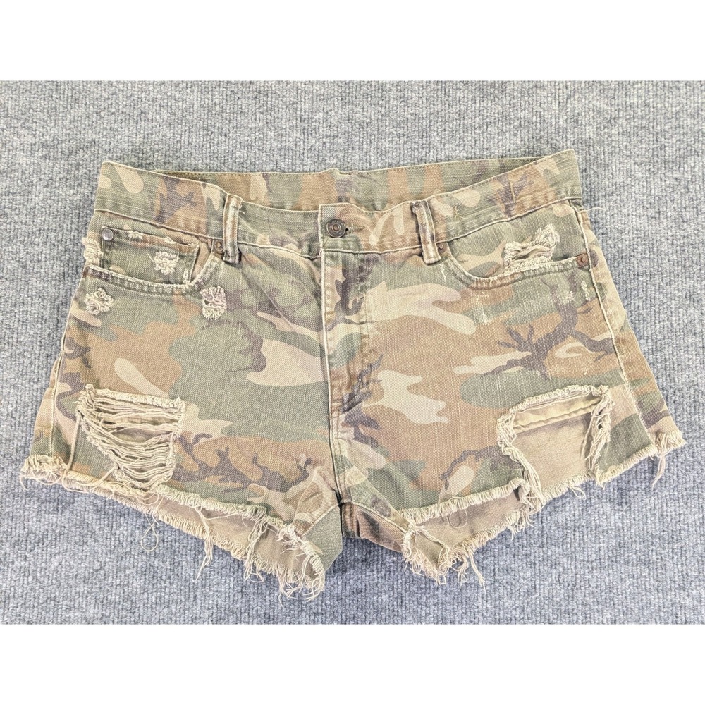 Denim & Supply Ralph Lauren Camo Shorts Boyfriend Cut Off Distressed Womens 29